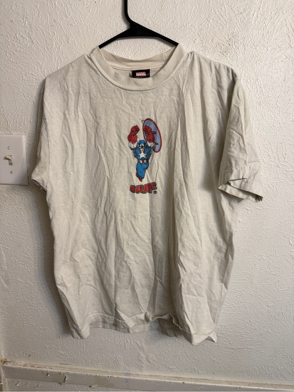 Rare Marvel x HUF Captain America Graphic Tee - Light Cream
